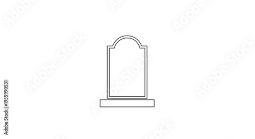 Simple Gravestone Icon Outline Vector Illustration on White Background
