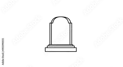 Simple Gravestone Icon Outline, Monument Symbol, Cemetery Memorial Headstone Vector Art