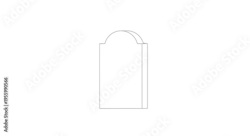 Simple Gravestone Outline, Arch Top Tombstone, Memorial Stone, Isolated Vector