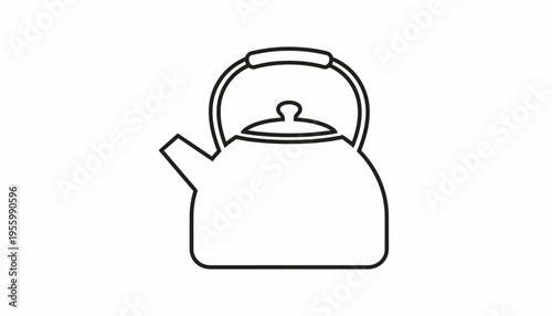 Simple Line Art Icon of a Classic Kettle for Hot Beverages