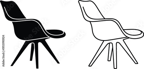 Modern chair design line art Vector