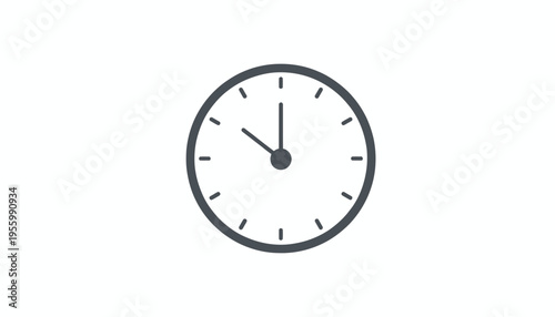 Simple Clock Face Icon, Time Concept, Minimalist Design