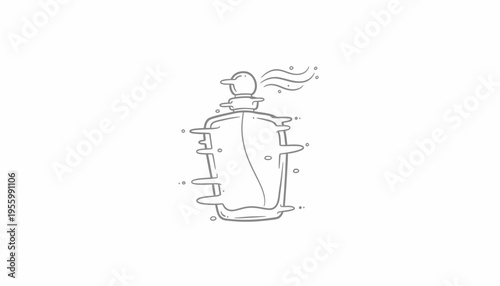 Perfume Bottle Sketch with Fragrance Wafting