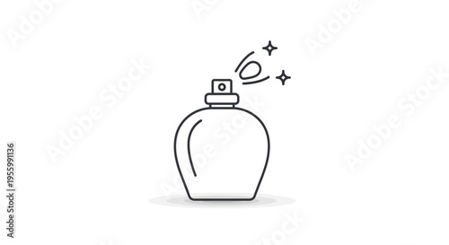 Perfume Bottle Spray Icon with Sparkle Effect - Minimalist Line Art