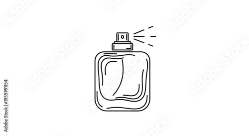 Perfume Bottle Spray Line Art Icon - Minimalist Fragrance Mist Illustration