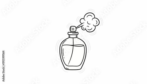 Perfume Bottle Spraying Fragrance Mist - Hand Drawn Sketch Style