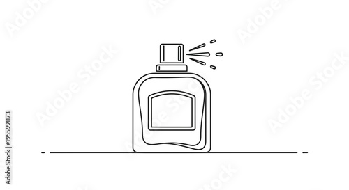 Perfume Bottle Spraying Fragrance Mist - Minimalist Line Art Icon