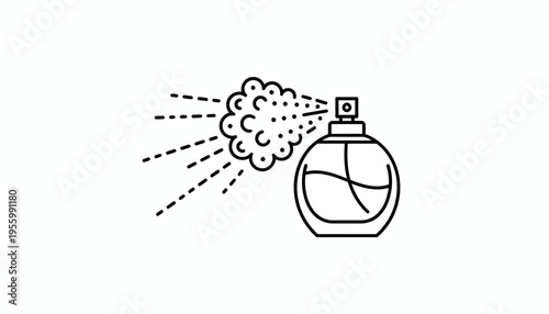 Perfume Bottle Spraying Fragrance Mist - Minimalist Line Art Icon