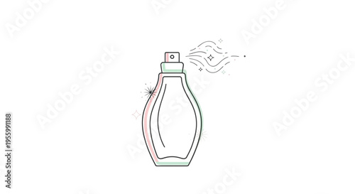 Perfume Bottle Spraying Fragrance Mist with Sparkles and Swirls