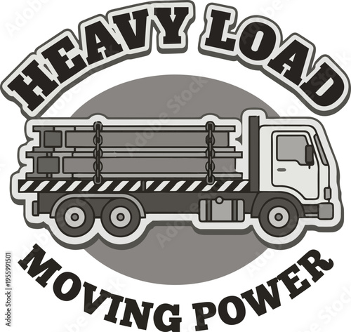 Heavy load truck design vector for print-on-demand apparel, stickers, and merchandising