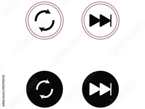 Modern vector media player control button icons