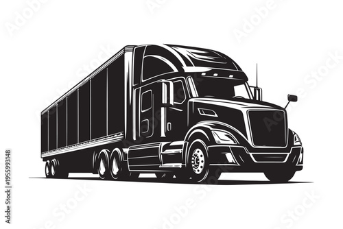 Modern semi-trailer truck icon for delivery and trucking business.