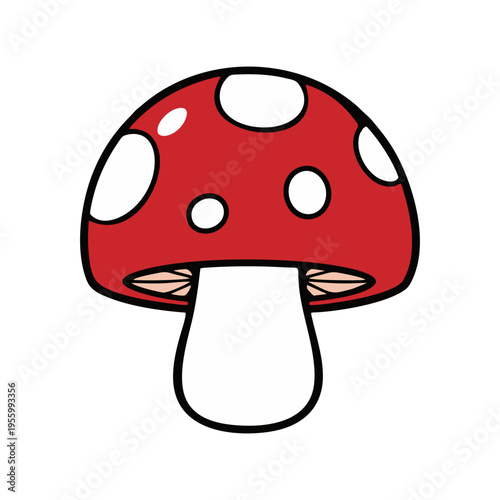 vector cartoon mushroom with a fly agaric