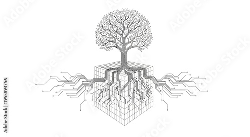 Tree with roots and branches.