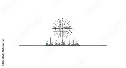 Black and white city skyline silhouette.