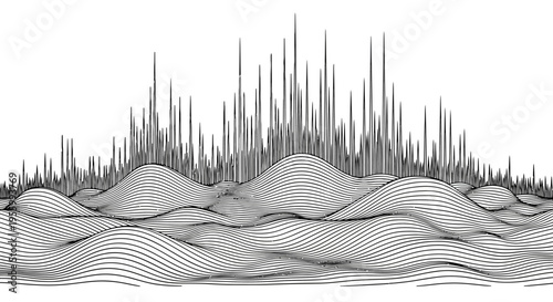 Black and white sound wave pattern.
