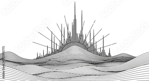 Cityscape with abstract skyscrapers landscape.