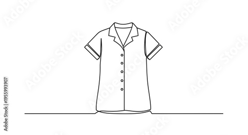 Minimalist Line Art of a Short-Sleeved Button-Up Shirt