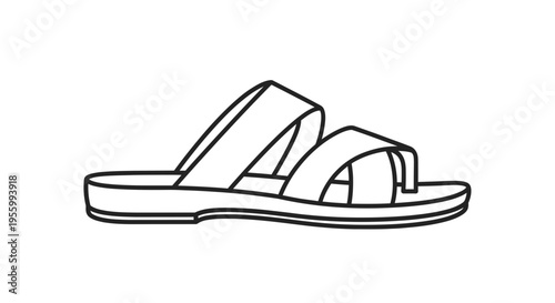 Minimalist Line Art of a Single Sandal, Summer Footwear Icon