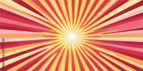 Colorful rainbow sunburst rays abstract background illustration with bright glowing light and vibrant gradient texture