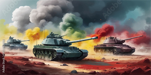 Soviet T-34 military tank with green camouflage, heavy armor, and turret on the battlefield