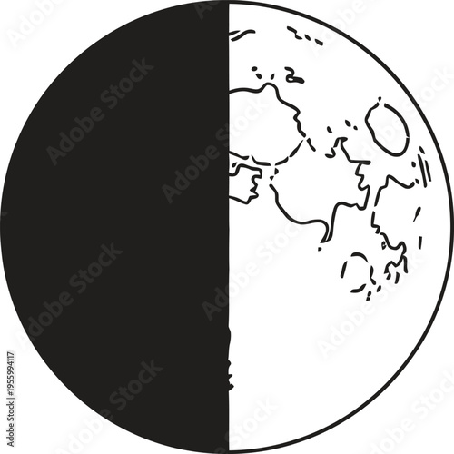 Half moon lunar phase Vector