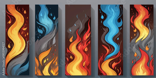 Seamless fire flames pattern background with glowing orange and red fire texture and warm burning heat design