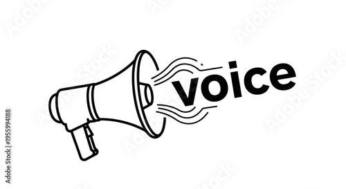 Megaphone Emitting Sound Waves and the Word "Voice"