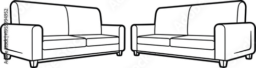 Two modern sofas facing each other Vector