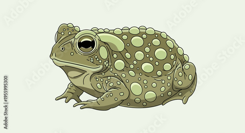 Large Green Spotted American Bullfrog Sitting.