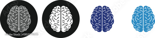 Brain icons set neuroscience intelligence mind outline vector illustration collection