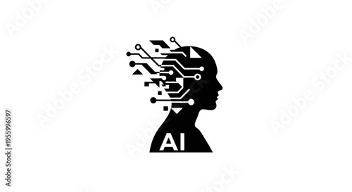 Artificial Intelligence Circuit Board Head.