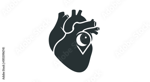 Anatomical heart with eye inside.