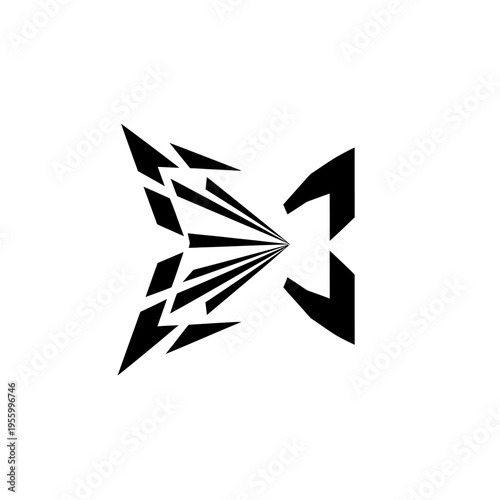 Abstract Black and White Geometric Shape.