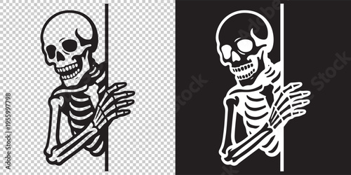 skeleton holding cane flat design vector illustration