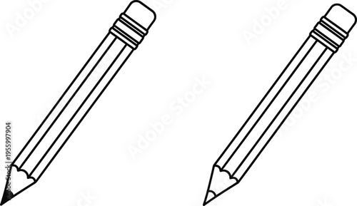 Two pencils side by side Vector