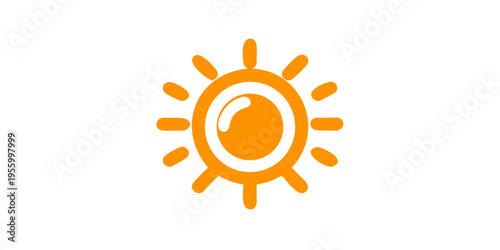 Abstract orange emblem with a central oval and radiating spikes