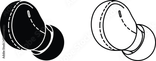 Black and white 3d overlapping circular shapes design Vector