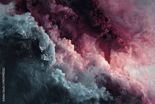 Smoky matte fluid abstract art, muted charcoal and dark berry blended textured canvas
