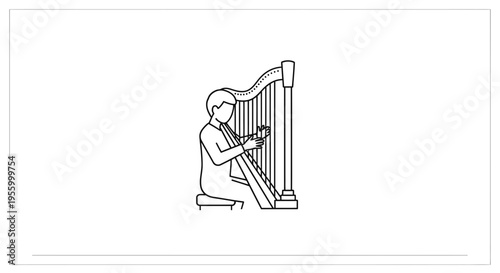 Person playing harp, classical music, elegant performance, artistic hobby, elegant instrument