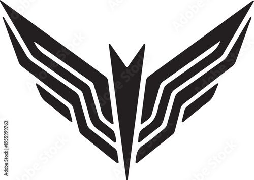 Modern Geometric Eagle Wings Logo, Abstract Phoenix Vector Icon for E-sports and Security Branding
