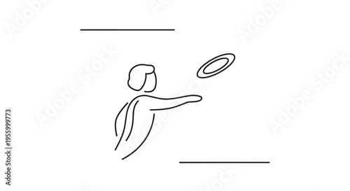 Person throwing a frisbee, minimalist line art, outdoor activity, summer fun, active lifestyle