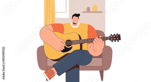 vector, illustration, music, teacher, student, guitar, lesson, learning, education, classroom, tutor, teaching, practice, training, instrument, acoustic, musician, melody, song, notes, rhythm, chord, 