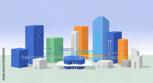 A futuristic cityscape with sleek skyscrapers.