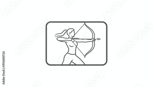 Archer Woman Aiming Bow and Arrow, Archery Sport, Silhouette Style