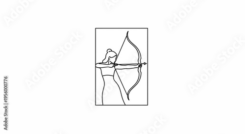 Archer Woman Silhouette Drawing, Archery Sport, Focus and Precision