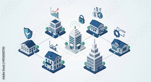 Business and finance network connections concept.