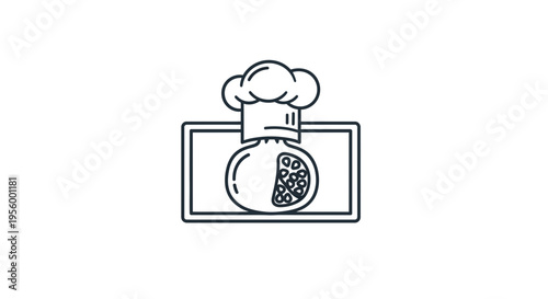 Online Cooking Class: Pomegranate Chef Hat Icon on Screen