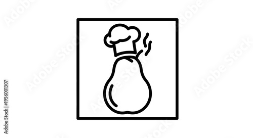 Pear Chef Hat Icon: Healthy Food, Culinary Art, Organic Fruit, Cooking Concept