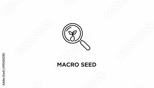 Magnifying glass over a sprouting seed, symbolizing growth, research, and new beginnings